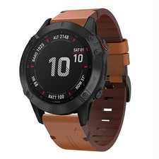 26mm Brown Leather Watchband Strap Quick Wristband For Garmin Fenix 7X 6X A