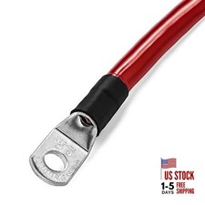 Red 1 Foot 1/0 AWG Battery Cable, Positive Only 3/8" M10 1-FT 1/0 AWG-RED-3/8"