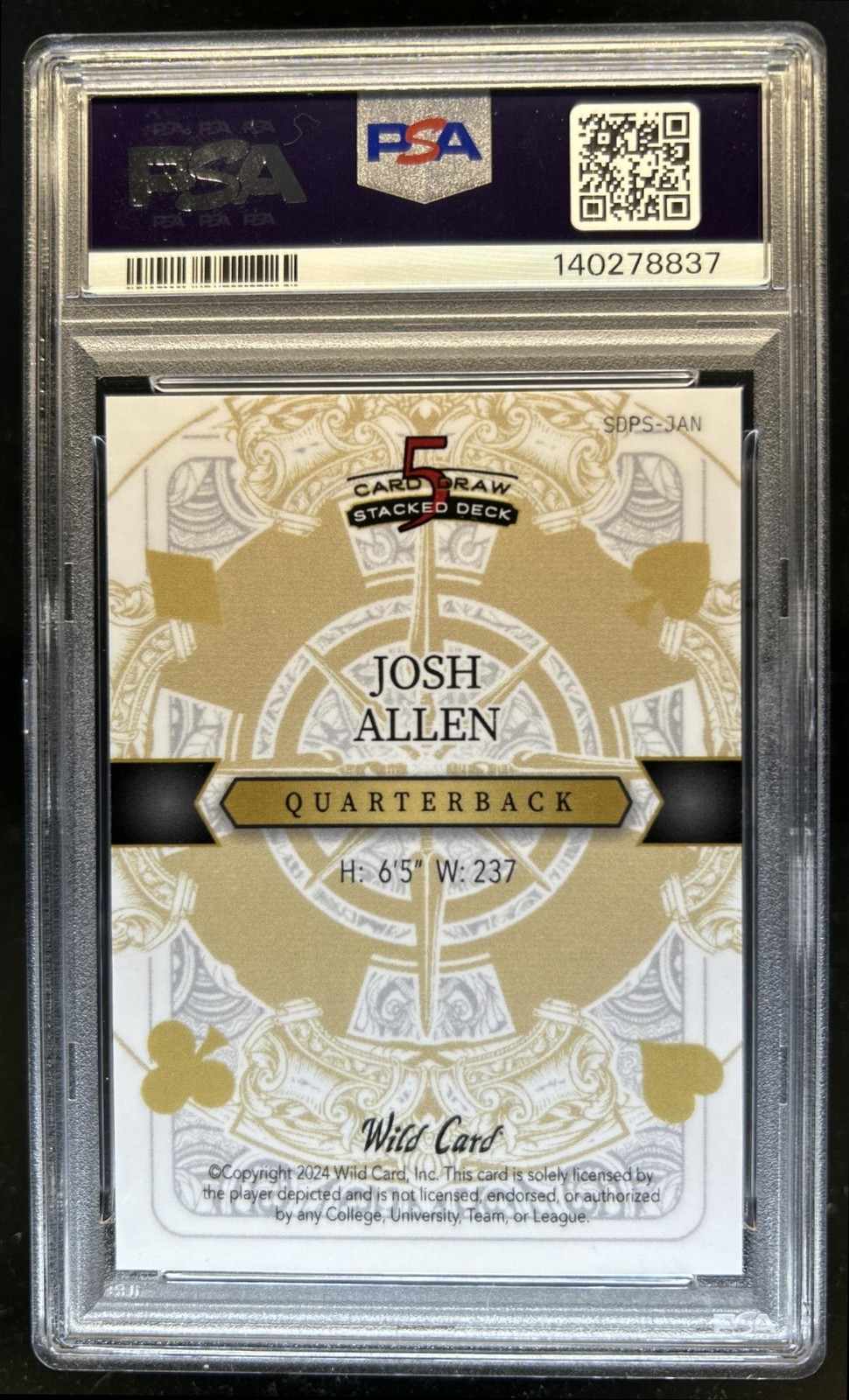 2024 Wild Card Draw Josh Allen 2Up King Raywave Spade Green #1/1 PSA 9 view 2