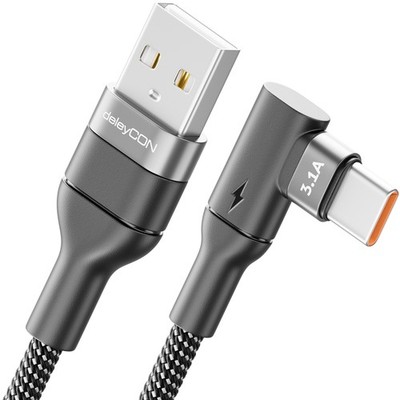 1m USB-C Ladekabel 3.1A Datenkabel 90° Winkel Schnellladekabel USB-A auf USB-C
