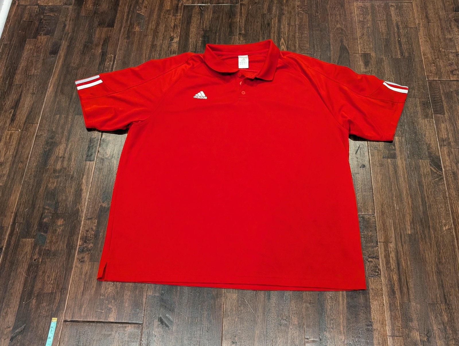 Vintage Adidas Polo Shirt Mens 3XL Red ClimaCool Mesh 3-Stripes Athletic 00s