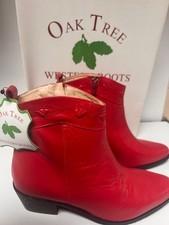 Boots Country Western Line Dance Ankle Red Leather Oaktree size 4/37 Sale
