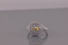 Sterling Silver Yellow Pear Citrine Cubic Zirconia Clustered Band Ring 925 Sz: 7