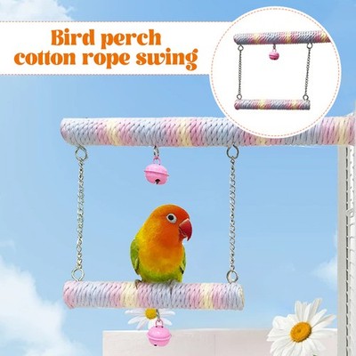 Parrot Cotton Rope Swing Claw Grinding Station Stick Birds Easy Grip ClimbingToy