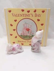 Fenton Holiday Parade Valentine's Day 2 Rosalene Cat Figurines W/Box