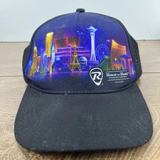 Black Rock n Roll Running Series Hat Adjustable Adult Size Strip Baseball Cap