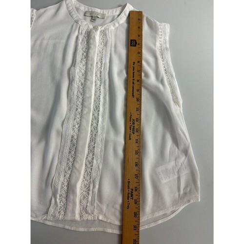 Anthropologie eri + ali Women's White Blouse Lace Details Rayon Size XS - Picture 8 of 9