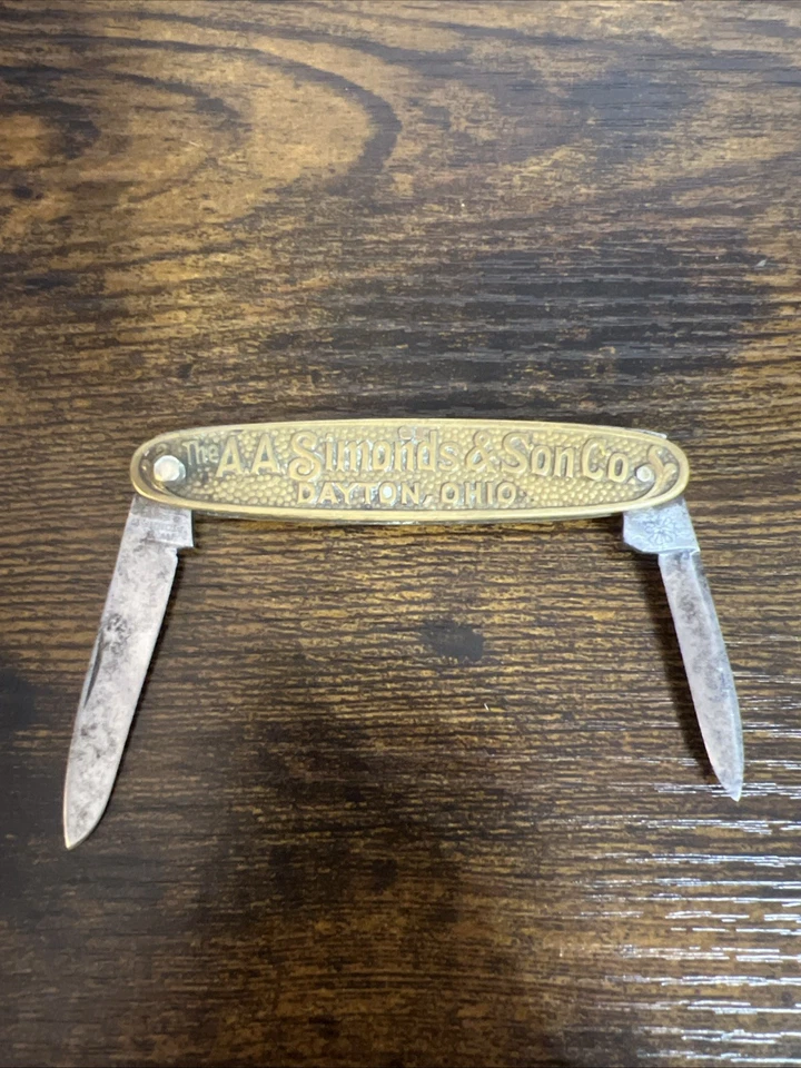 Navaja de bolsillo con anillo publicitario 1922 AA Simonds and Son Dayton Ohio Foto 2 de 4