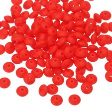 180 Pcs Bulk Silicone Lentil Beads, 12mm Abacus Beads, Pink Red