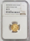 2008 W BURNISHED GOLD $5 AMERICAN EAGLE 1/10 OZ NGC MINT STATE 70