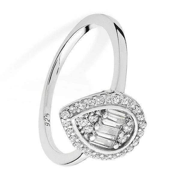 Anillo de compromiso de plata de ley lágrima piedras preciosas 925 con sello talla J - R Foto 3 de 3