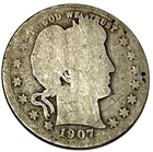1907-D Barber Quarter Dollar 90% US Silver Type Coin 25c KM# 114 Lot B1-258