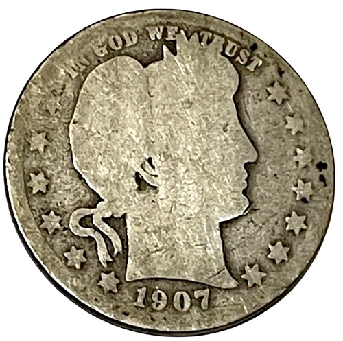 1907-D Barber Quarter Dollar 90% US Silver Type Coin 25c KM# 114 Lot B1-258