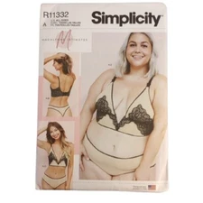 Simplicity R11332 Pattern Misses Women's Bralette Pants Thong Panty All Sizes UC