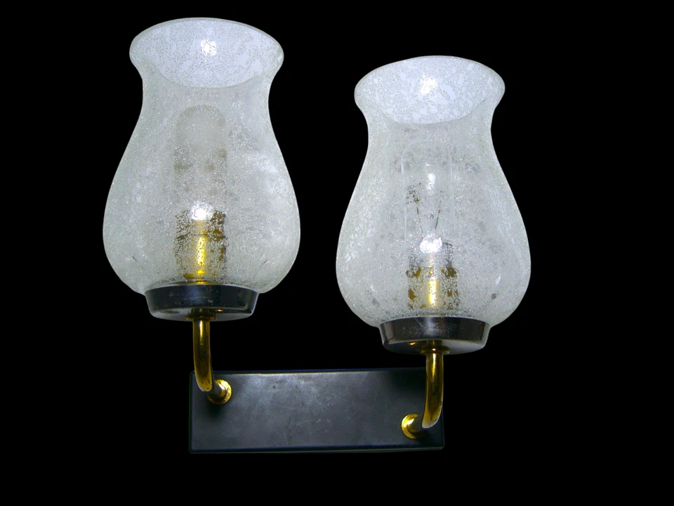 Apliques (2), Mid Century Modern, Art Deco, latón, cristal de Murano, hiper vintage Foto 2 de 4