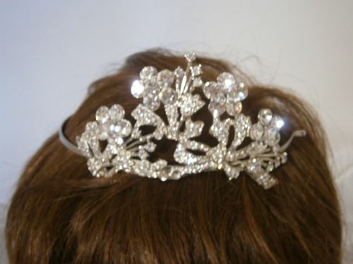 Wedding Hair Accessory Hairpiece Tiara Crystals Silver Tone - Picture 2 of 11