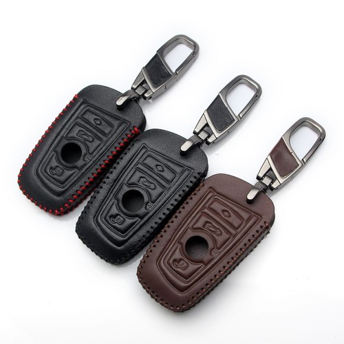 Leather Remote Car Key Fob Cover Case Key Ring For BMW 3 and 5 series X1 X5 X6 - Picture 6 of 15