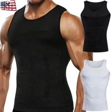 Men Compression Shirt Sleeveless Body Shaper Slimming Workout Tank Tops Vest US