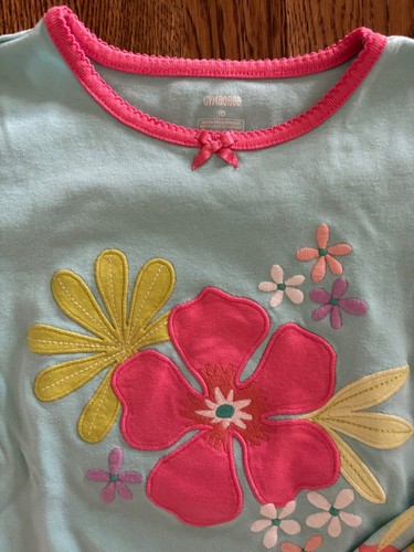 2 Pairs Gymboree Girls S/S Pajama Sets Flowers Pink Turquoise, Sz 10 - Picture 3 of 3