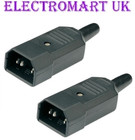 2 X IEC C14 EURO MAINS POWER IN LINE PLUG MALE 10A AMP RATED