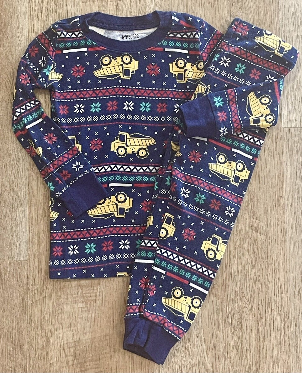 Gymboree Holiday Dump Trucks Fair Isle Piece Gymmies Pajamas