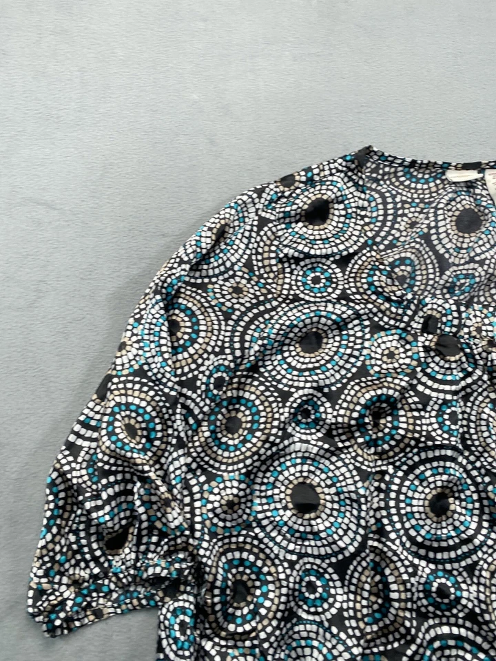 Camisa Top Mujer Covington 18W 22W Negra Estampado Geométrico Manga 3/4 Foto 3 de 4