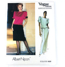 ALBERT NIPON Vintage Vogue 1659 Pattern UNCUT 1980s Dress Evening Sz 12 Designer