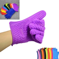 US Silicone BBQ Heat Resistant Gloves Grill Pot Holder Cooking Grip Oven Mitts