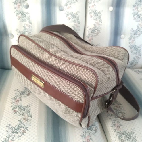 Vintage Tweed Bag Samsonice 2100 Men's Brown Shoulder Bag Strong Travel Bag - Picture 6 of 12