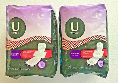 U by Kotex Overnight Security Ultra Thin w/ Wings 14 Count (Pack of 2 - 28 pads)