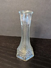 Vtg, E.O. Brody Co. #175, 6" Bud Vase, Clear Glass, Diamond Point Pattern - Used