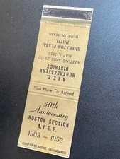 Vintage Matchbook: “50th Anniversary BOSTON SECTION A.I.E.E”