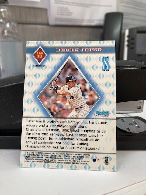 その他 DEREK JETER 1999 BOWMAN CHROME REFRACTOR 1999 Bowman Chrome Diamond Aces Refractor Derek Jeter PSA 9