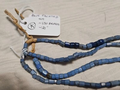 Vintage Czech opaque,lt.blue faceted,Czech,trade beads.~3-4mm, $40.00/strand, K - Image 1 of 2