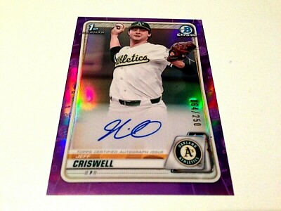 Jeff Criswell 2020 Bowman Chrome 1st Bowman Purple Refractor RC Autograph #/250 