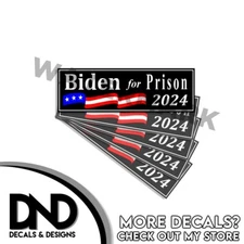 BIDEN FOR PRISON 2024 bumper sticker BLACK decal anti-biden harris 5 PACK
