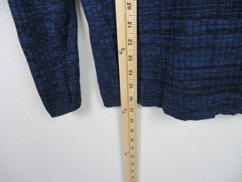 Peruvian Connection Sweater Large Blue Black Marled Turtleneck Ribbed Pima - Picture 11 of 13