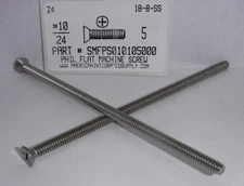 #10-24x5 Flat Head Phillips Machine Screws Stainless Steel (4)