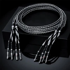 8N OCC HiFi Audio Speaker Wire Silver Plated Speaker Cable Cord & Banana Spade