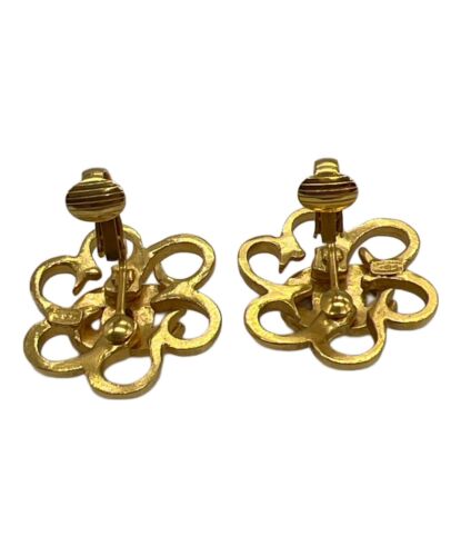 CHANEL Earrings Ear Cuff Vintage Auth Gold Rare COCO CC ken Flower Clip on F/S - Picture 6 of 7