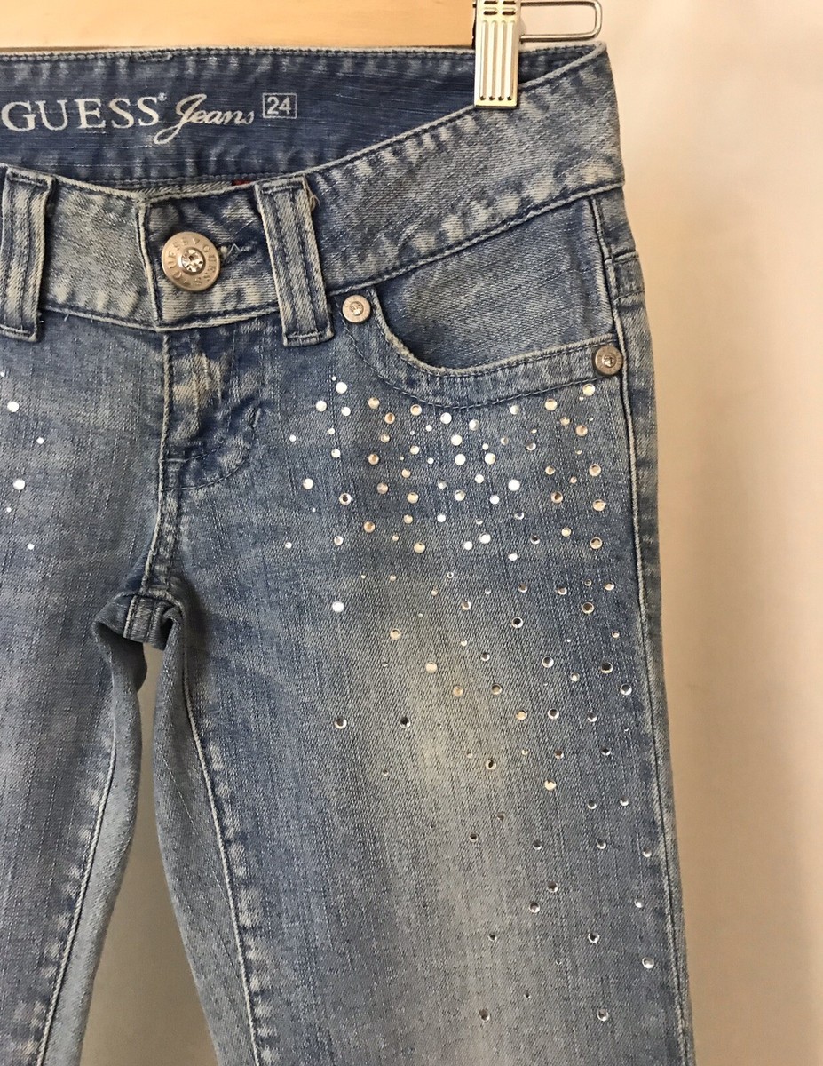 Jean Guess Femme Taille 28/38 Modèle Starlet Skinny Avec Strass - Très Bon état