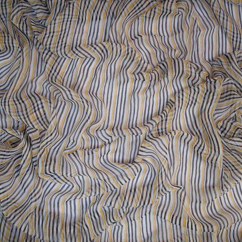 Italian top designer mulberry silk crepe chiffon fabric Logo Stripe 130X120cm.