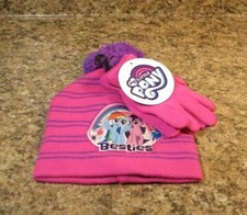 Girls My Little Pony Besties Winter Hat  Glove Set Purple Pink NWT