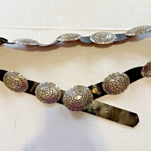 CINTURA CONCHO NAVAJO STERLING 925 FIRMATA "BB" BERNICE BONNEY anni 80 - 40" 12 Concho - Foto 2 di 12