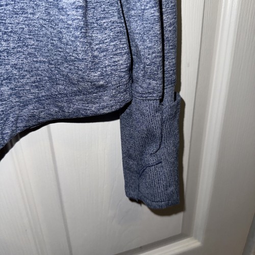 Athleta Girl Uptempo Hooded Top M 8-10 Blue Space Dye Long Sleeve Pockets - Picture 5 of 7