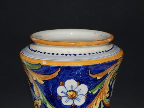 ANTICO VASO ALBARELLO CERAMICA CALTAGIRONE EPOCA 1800 COM STEMMA ARALDICO - Imagen 8 de 11