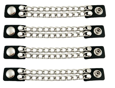 Biker Vest Chain Extender or Wrist Bracelet 4 pcs Double Row with Leather 