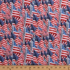 Cotton Flags United States of America USA Stars Stripes Fabric Print BTY D305.35