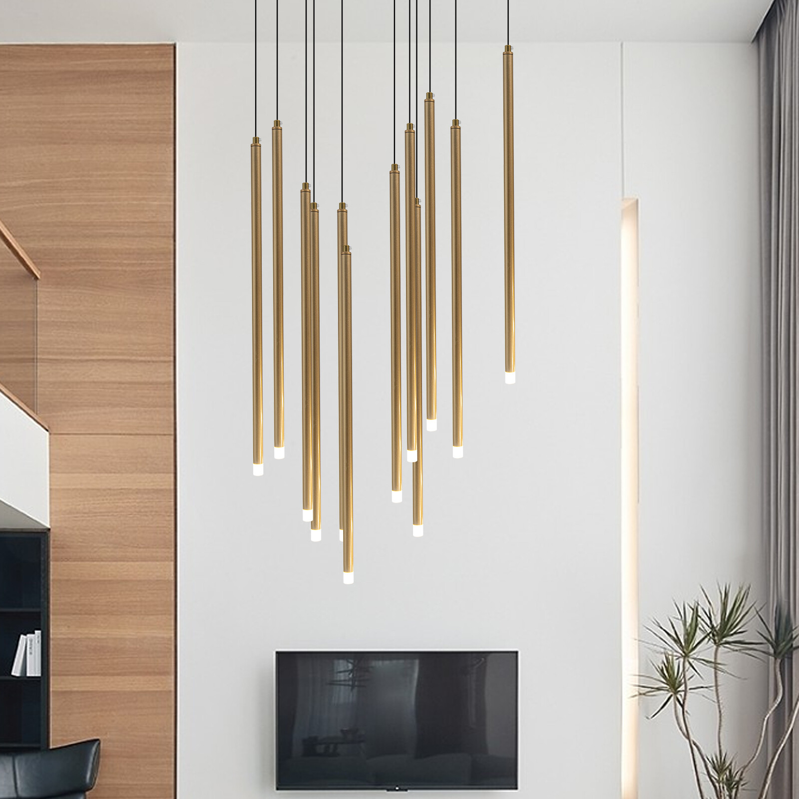 Elegant 12-Light Gold Chandelier Drop Shape Ceiling Pendant Lighting