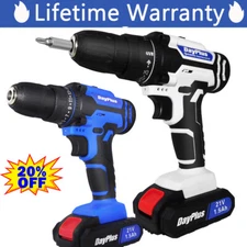 21V Electric Drill 3/8" Power Cordless Screwdriver Driver LED Set with Battery